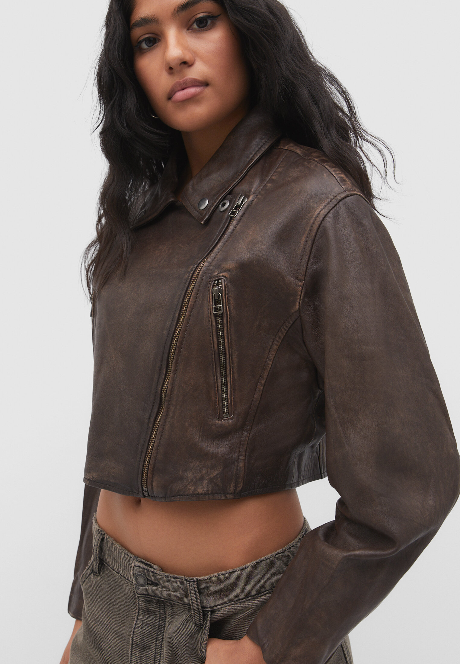 Vintage leather outlet biker jacket