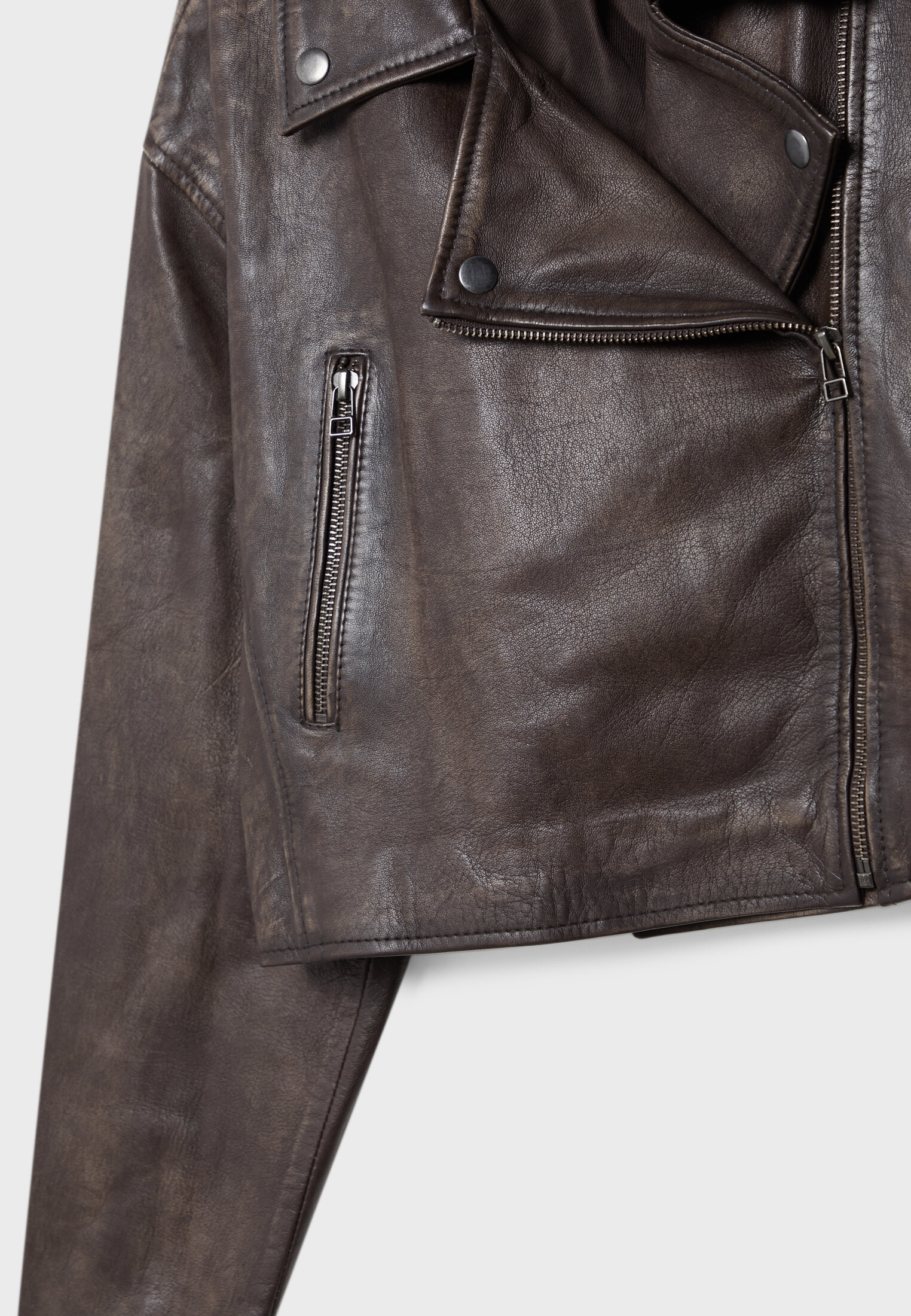 Stradivarius leather biker on sale jacket