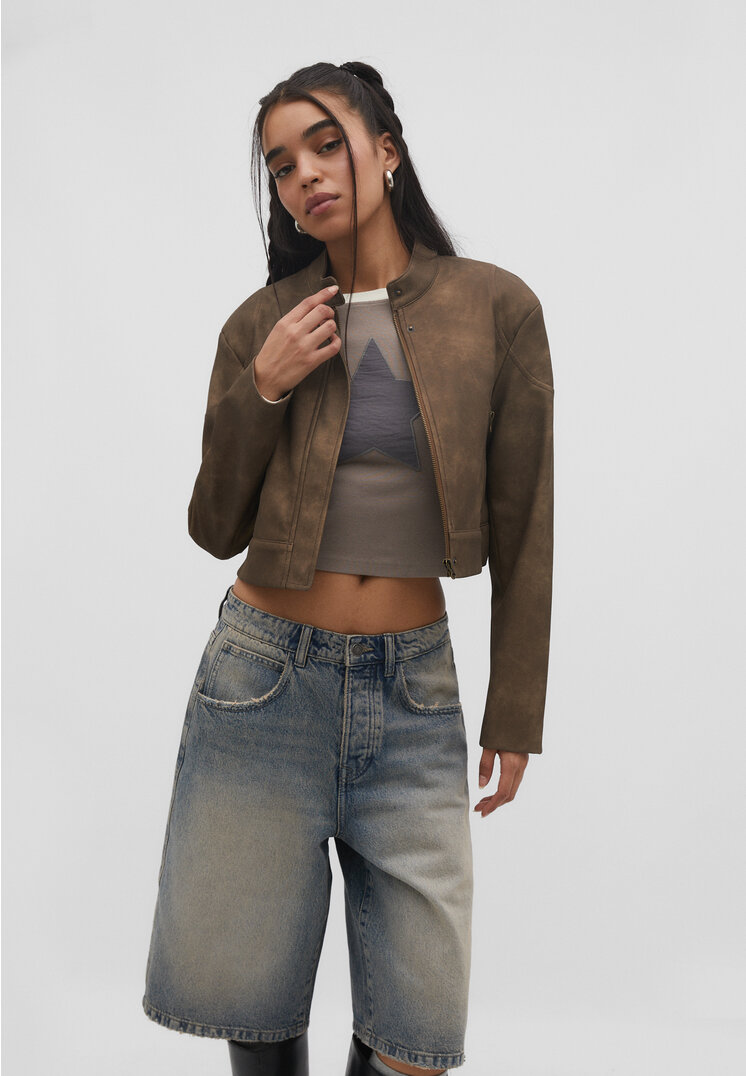 

Stradivarius Jacke im Bikerlook Braun M