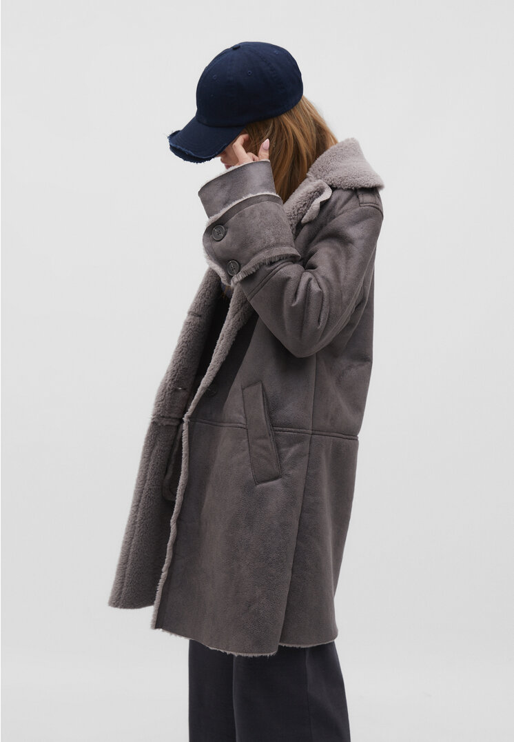 Stradivarius Doubleface-Mantel Grau XS