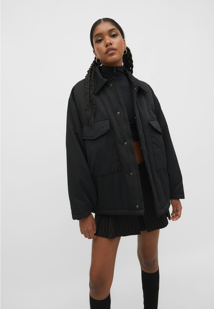 

Stradivarius Gesteppte Oversize Jacke Schwarz L