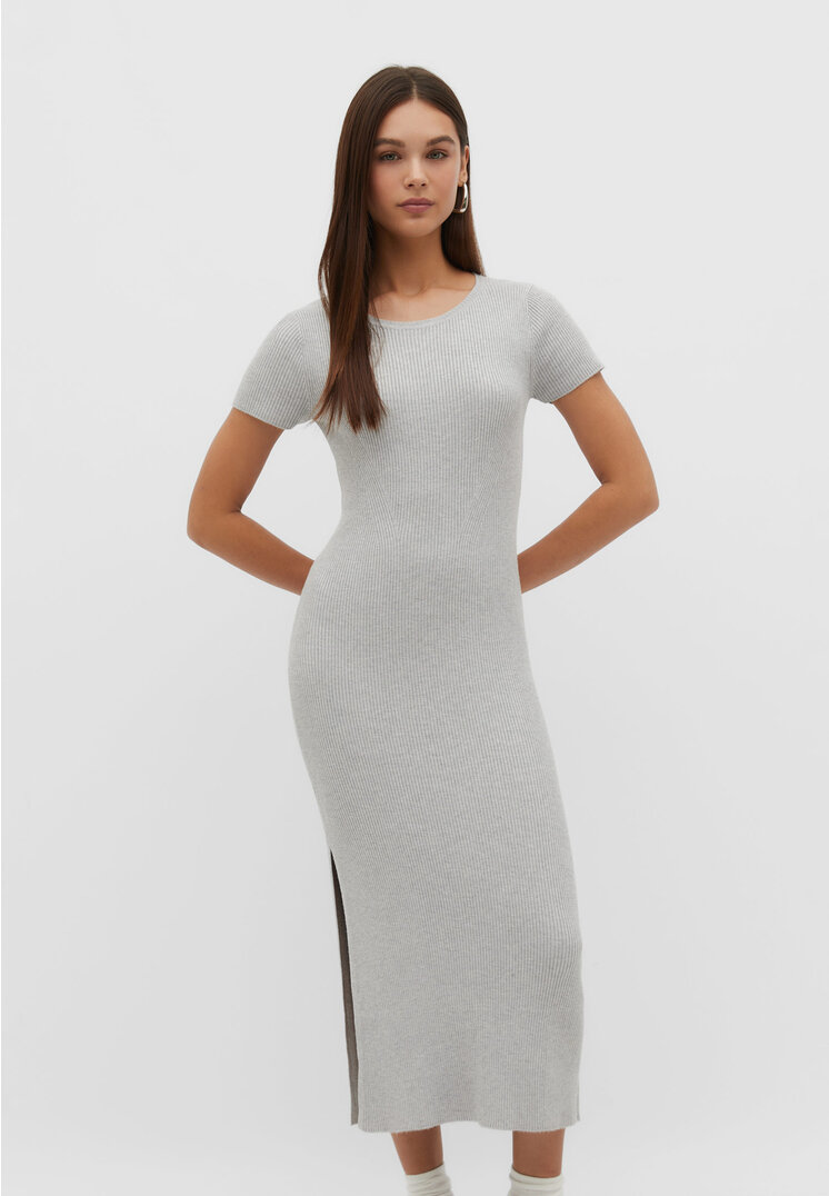 

Stradivarius Midikleid aus Trikotstoff Grau Melange XS