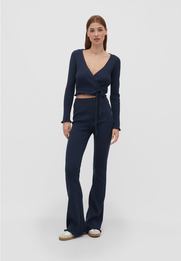 

Stradivarius Strick-Schlaghose Marineblau XL