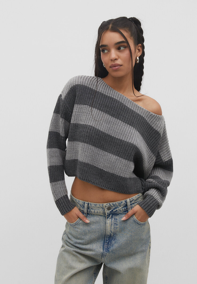 Prugasti pleteni pulover