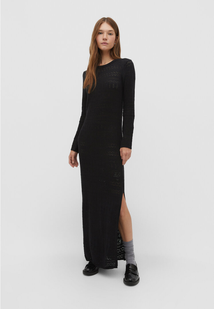

Stradivarius Langes Strickkleid mit Lochmuster Schwarz S