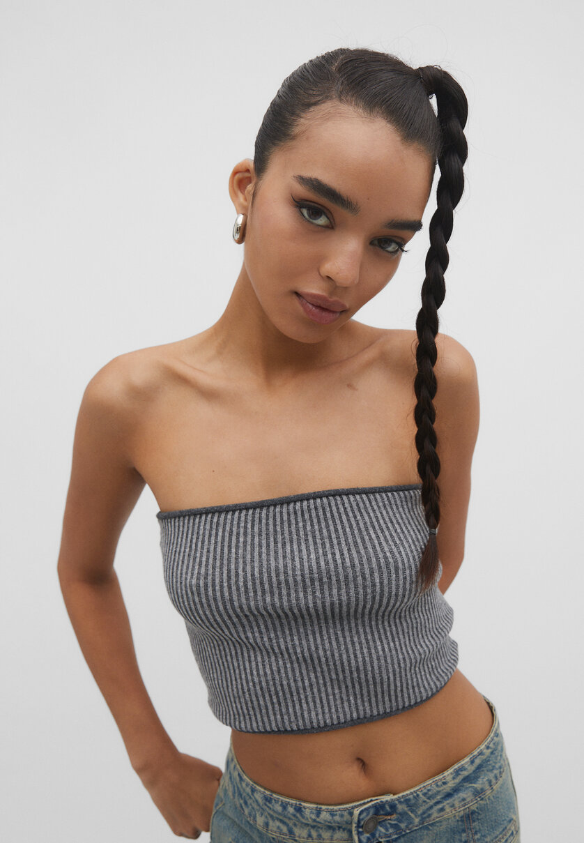 Ribbed bandeau top