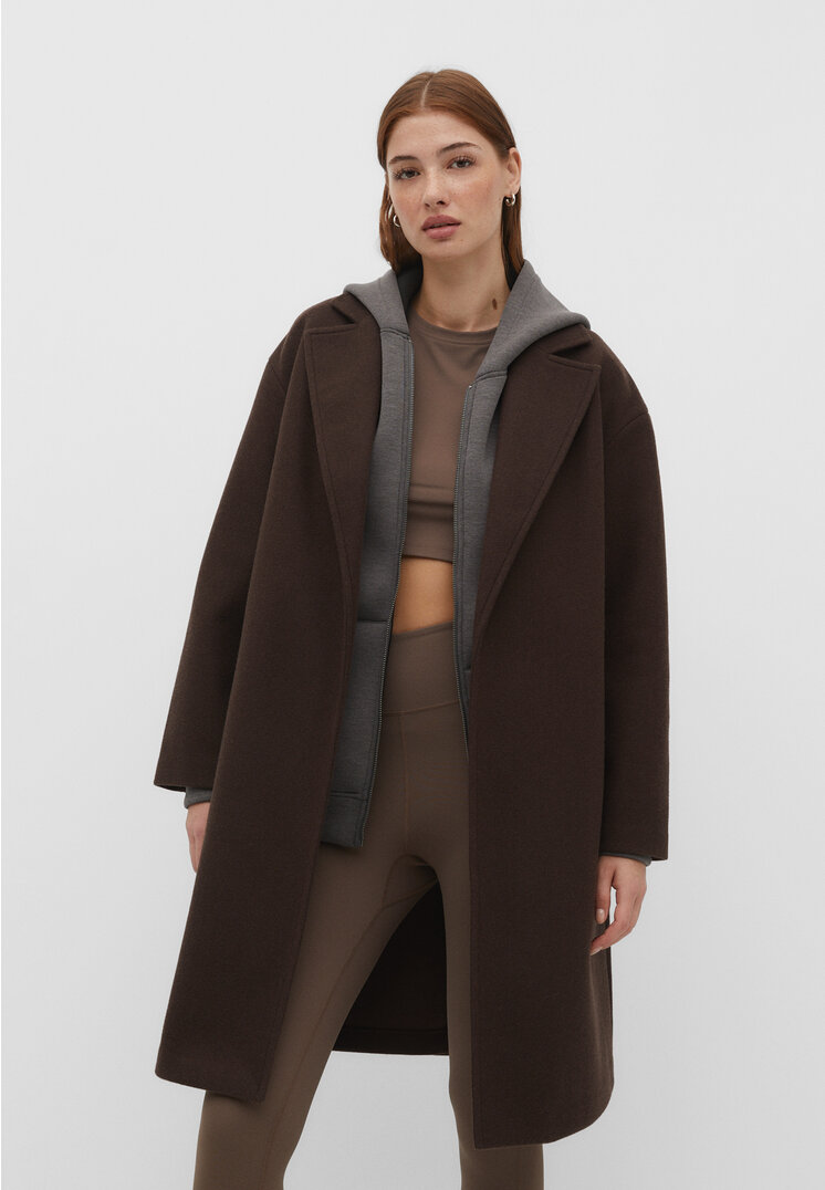 

Stradivarius Płaszcz z paskiem z miękkiej tkaniny soft touch Brązowy L