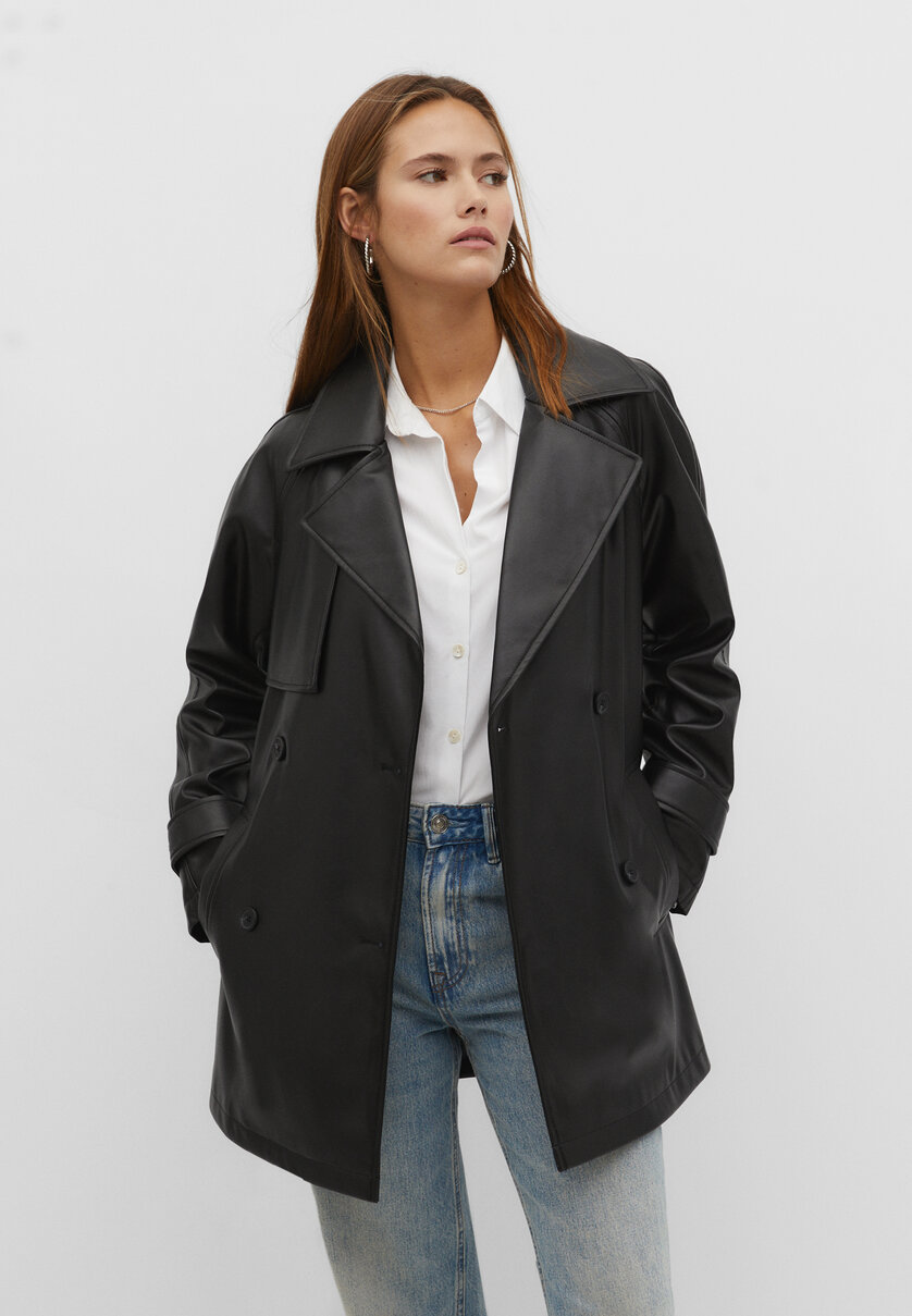 Trench simili cuir discount stradivarius