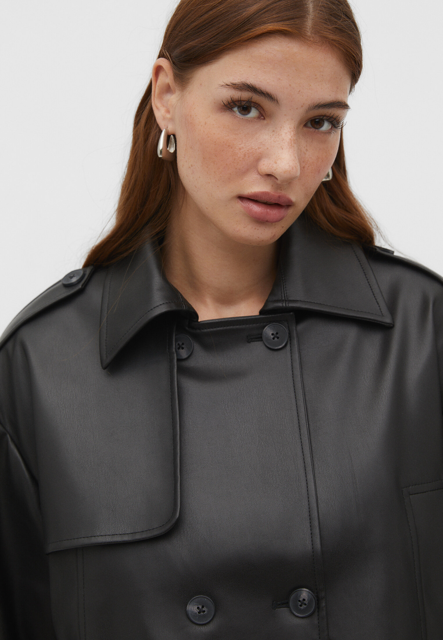 Trench court en similicuir Mode femme Stradivarius France