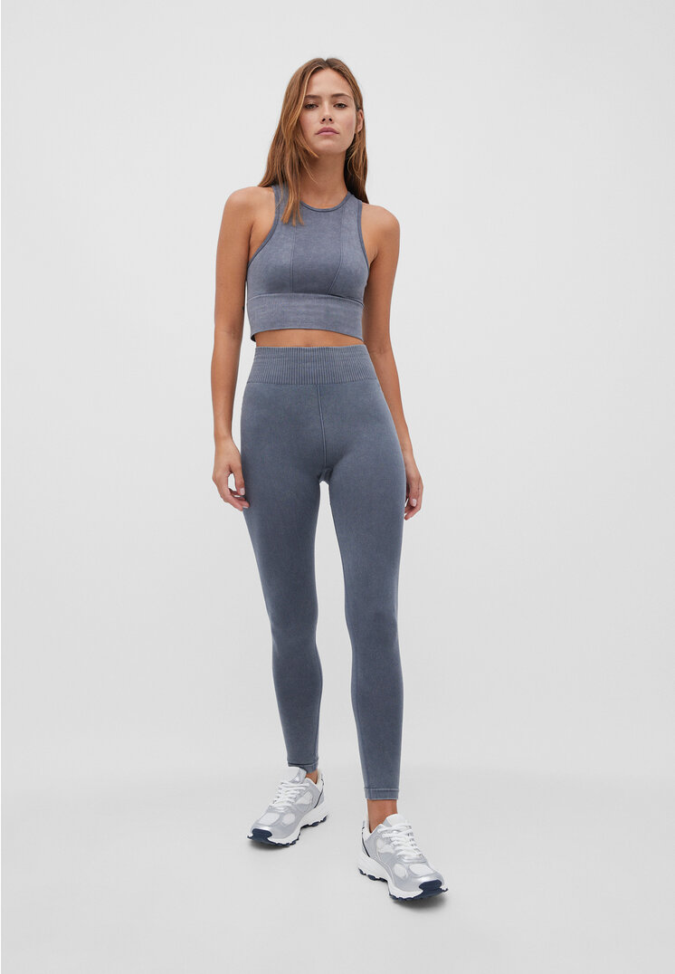 

Stradivarius Sportleggings im Washed-Look Grau XS