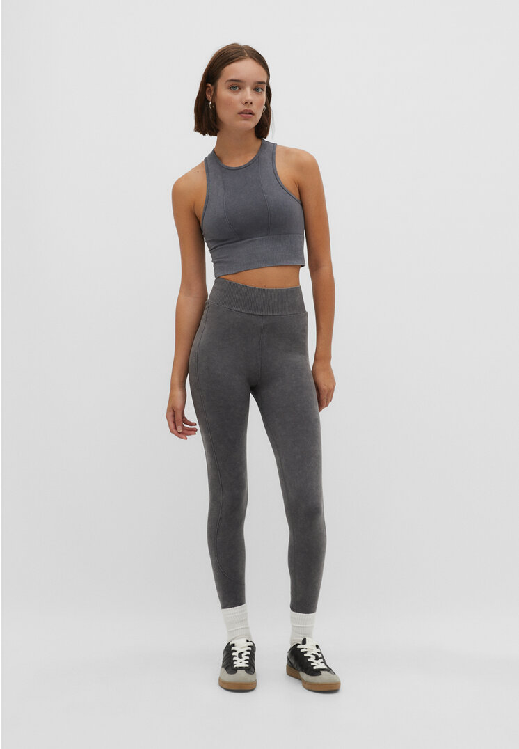 

Stradivarius Scrunch-Leggings im Washed-Look Grau L
