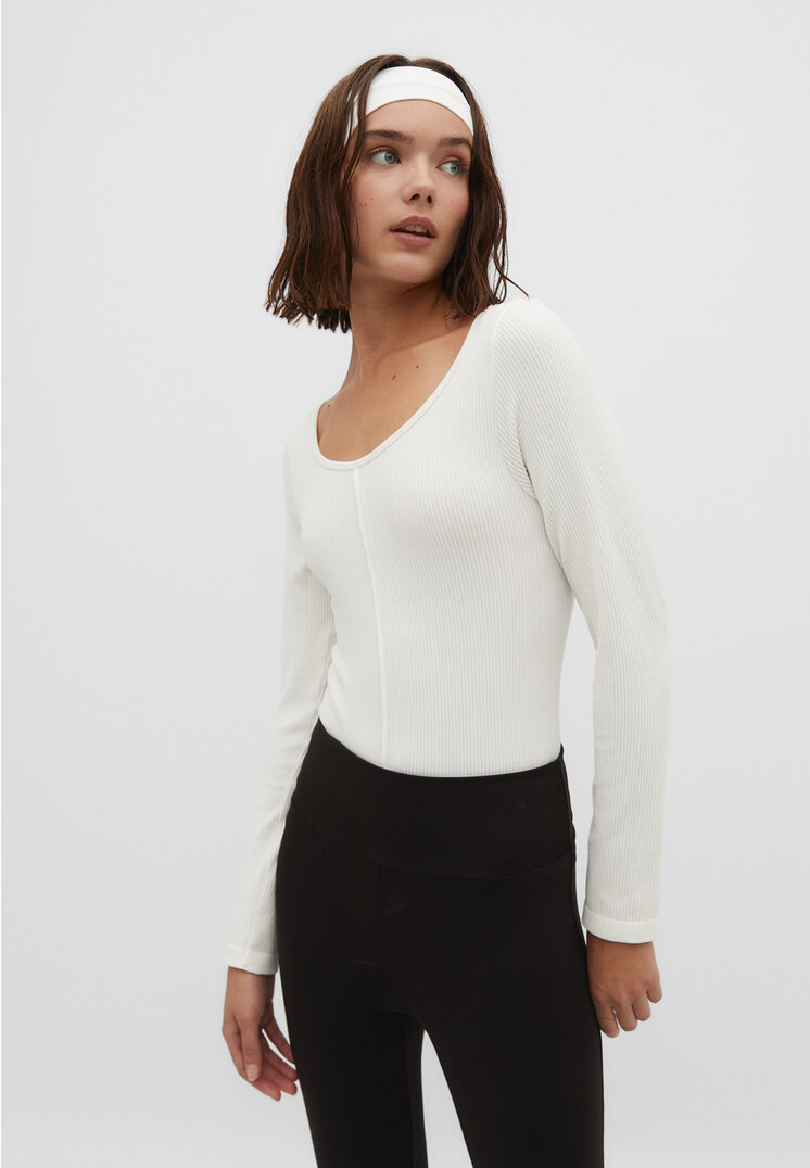 Stradivarius Nahtloser Body Weiß L