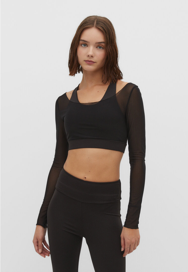 

Stradivarius Kombiniertes Top aus Tüll Schwarz XL