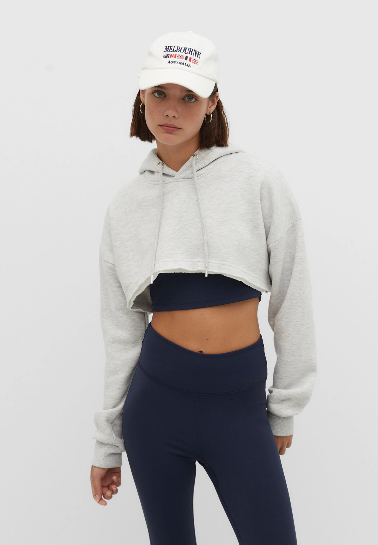 Cropped Hoodie Pullover Long Sleeve Tops Solid Color Drawstring Crop Tops  Hoodies Sweatshirts Fall Outfit Clothes