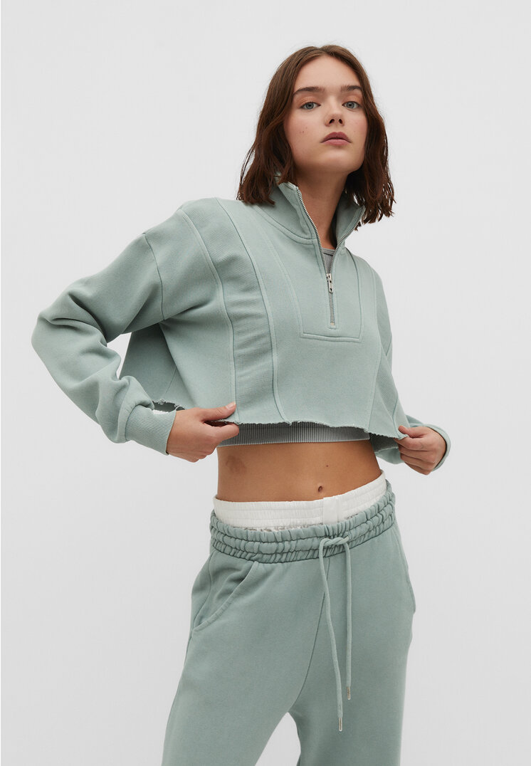 

Stradivarius Krótka bluza rozpinana Zielony pastelowy L