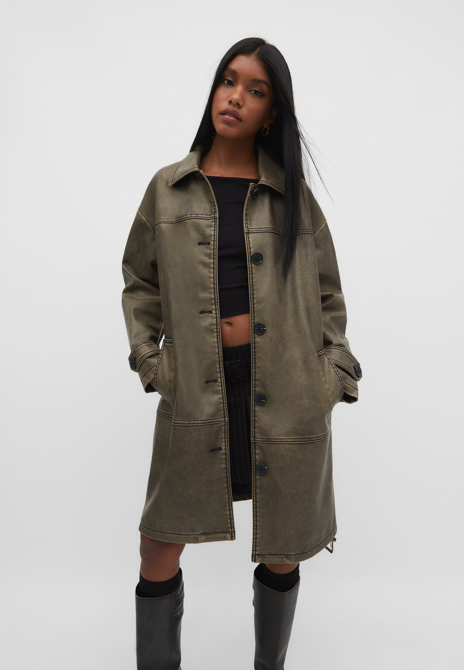 Stradivarius suede clearance coat