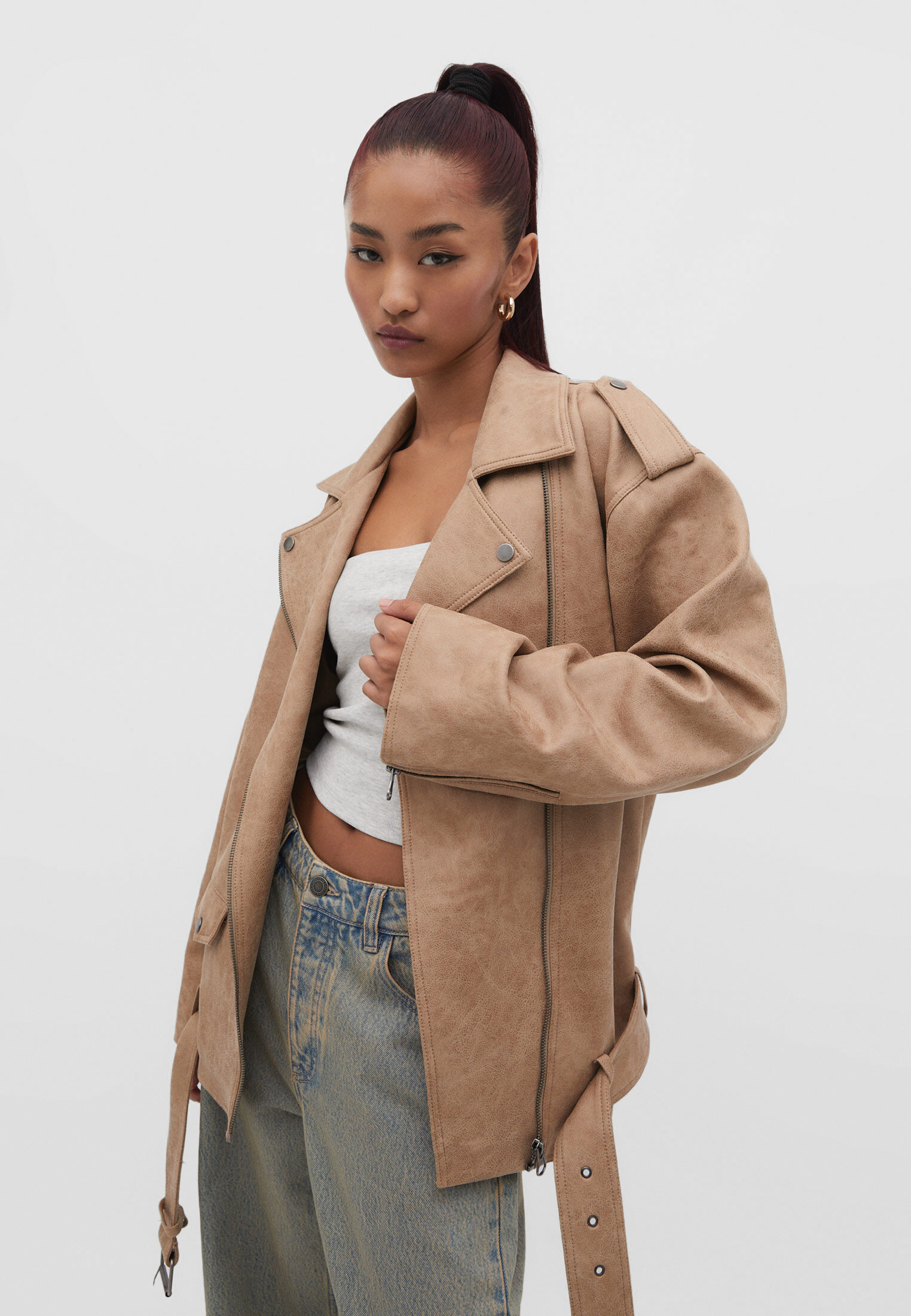 Suede biker jacket on sale womens