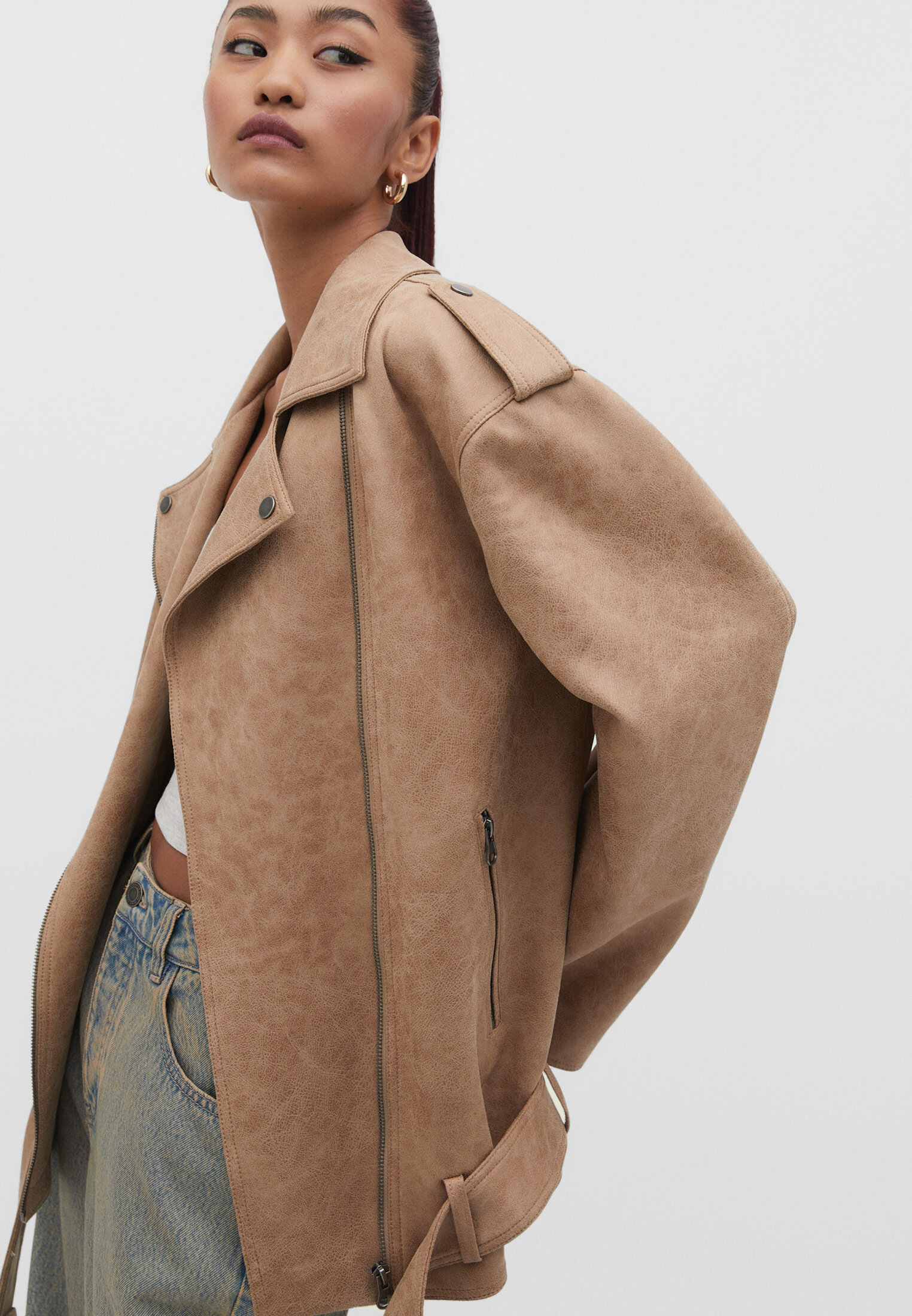 Stradivarius hot sale suede coat