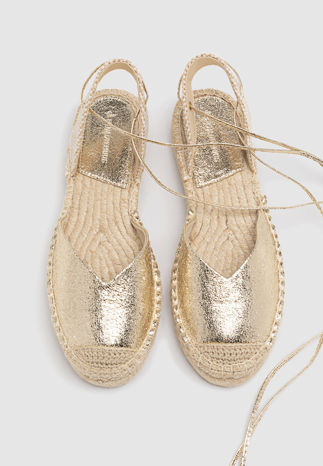 Metallic lace up espadrilles