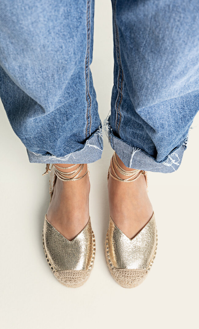 Metallic lace up espadrilles