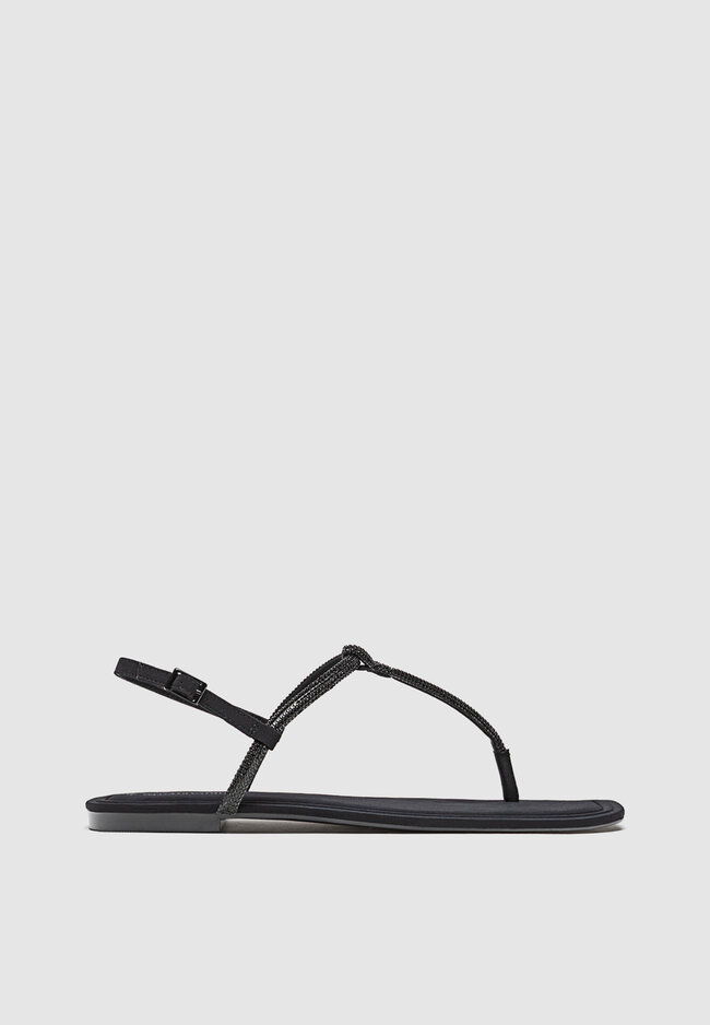 

Stradivarius Flache Sandalen mit Glitzer SCHWARZ 36