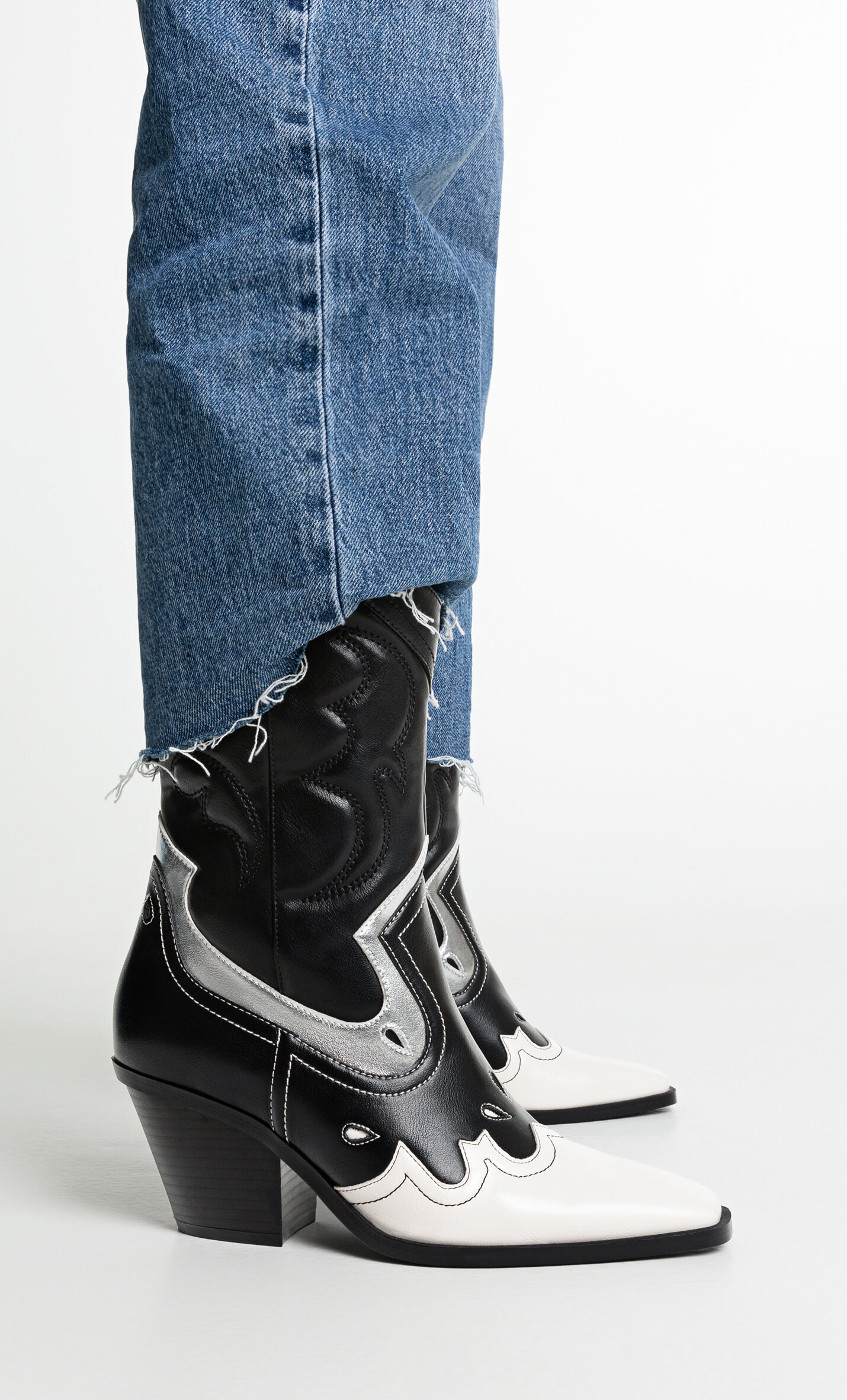 Embellished high heel cowboy boots Women s fashion
