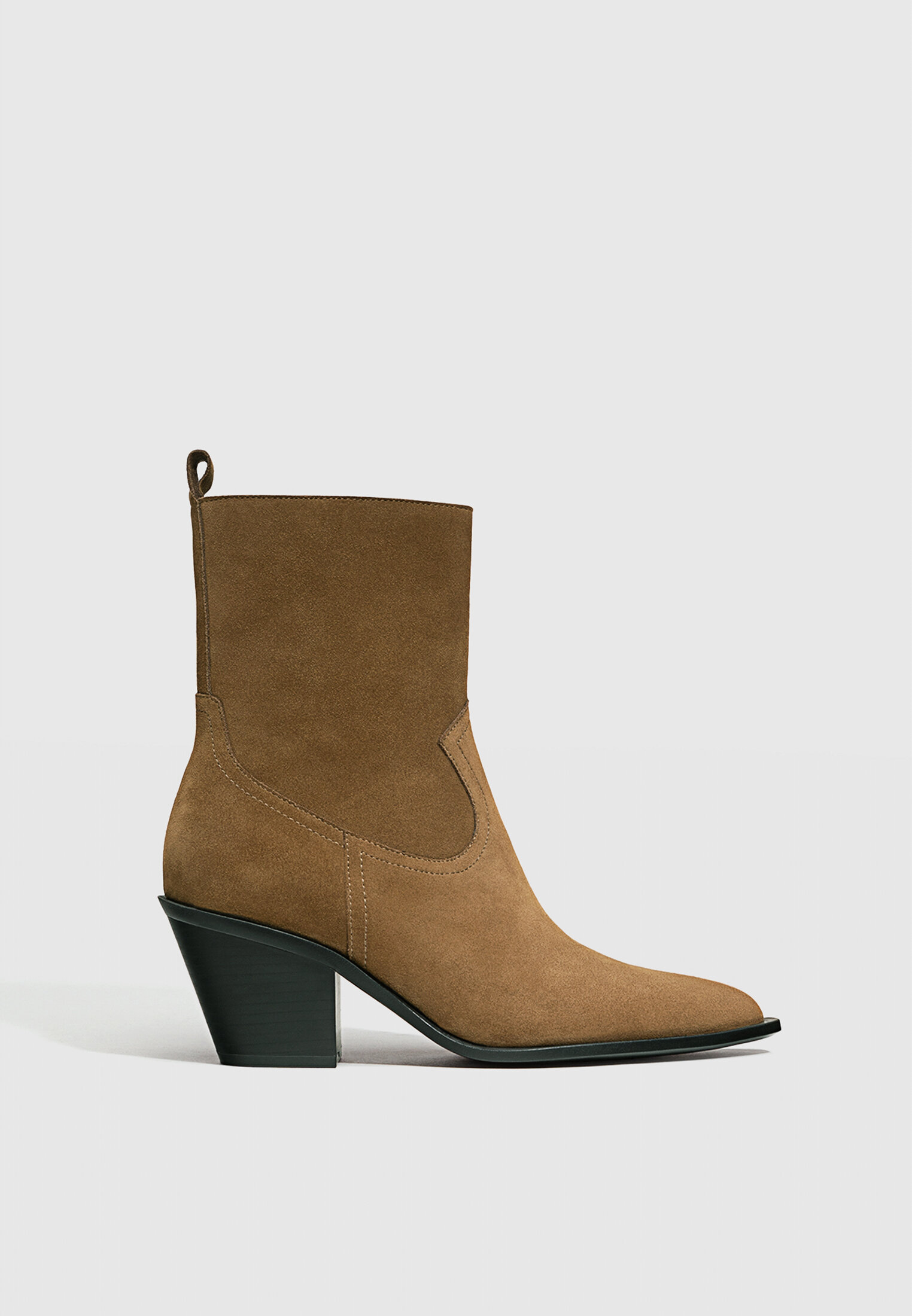 Cowboy leather heeled ankle boots