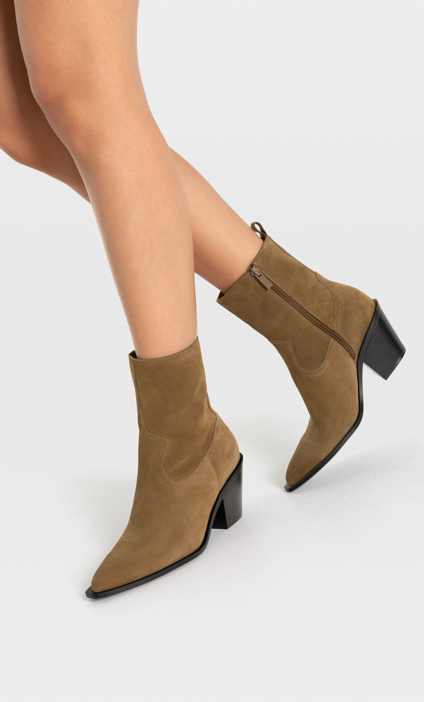 Cowboy leather heeled ankle boots Women s fashion Stradivarius