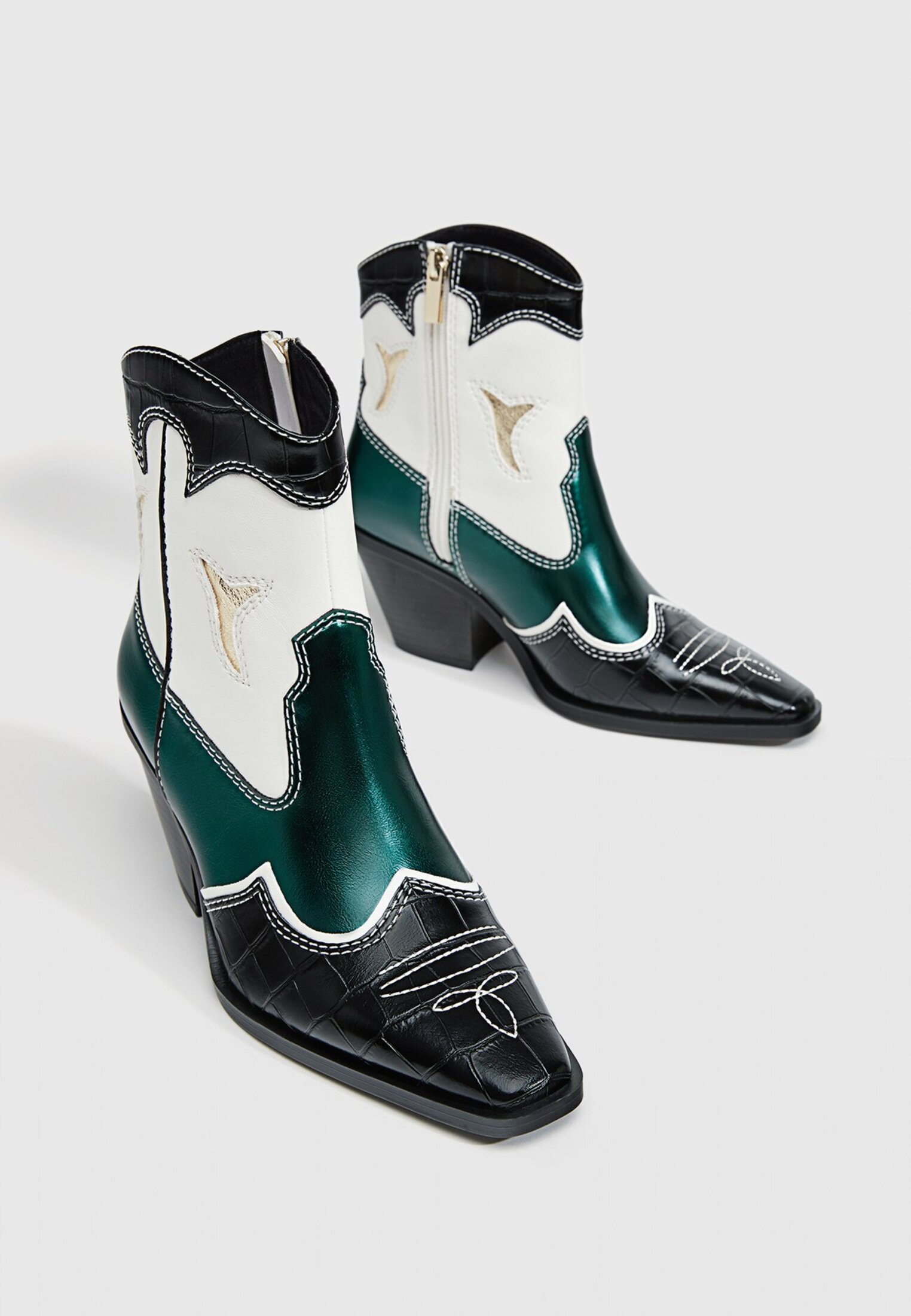 Metallic green boots top
