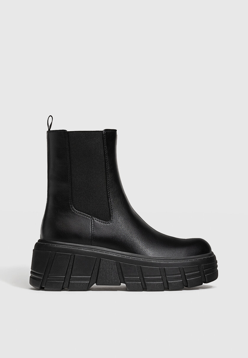 Leather track hotsell sole ankle boots