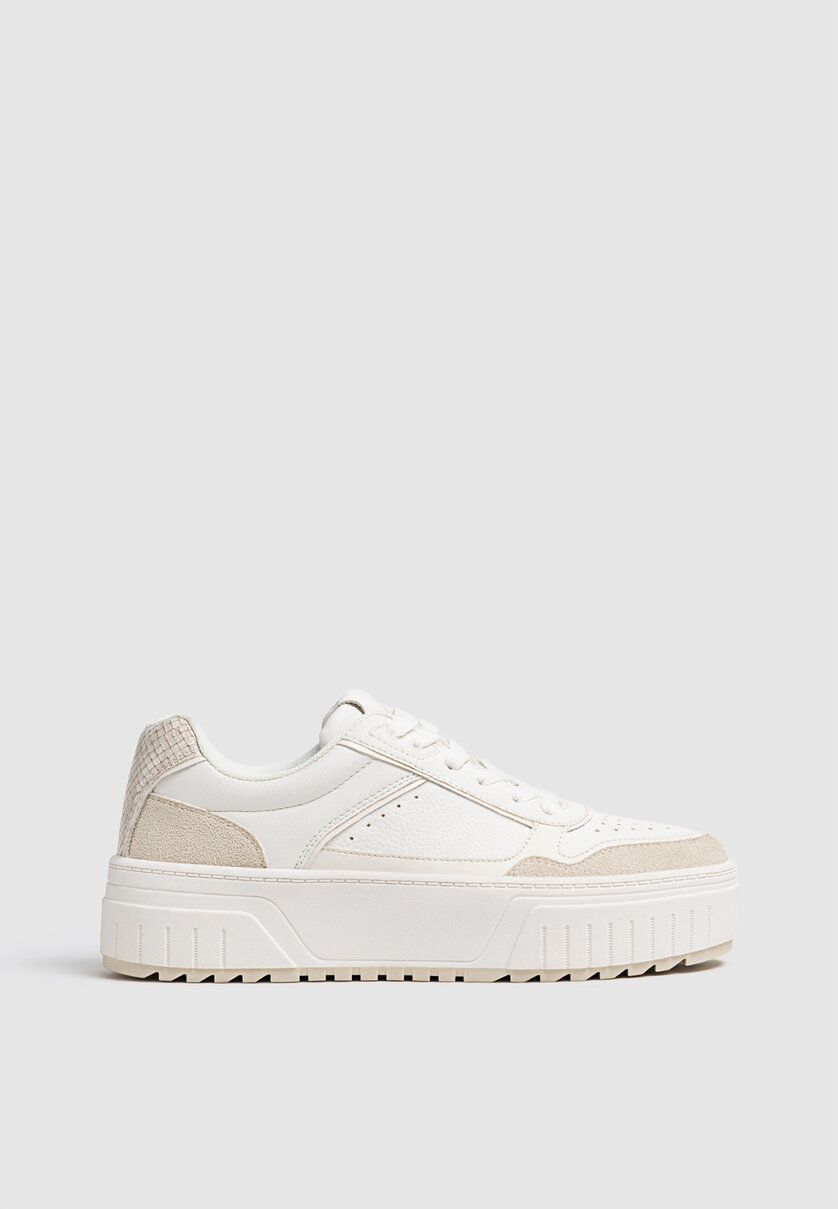 Sneakers casual flatform bianche