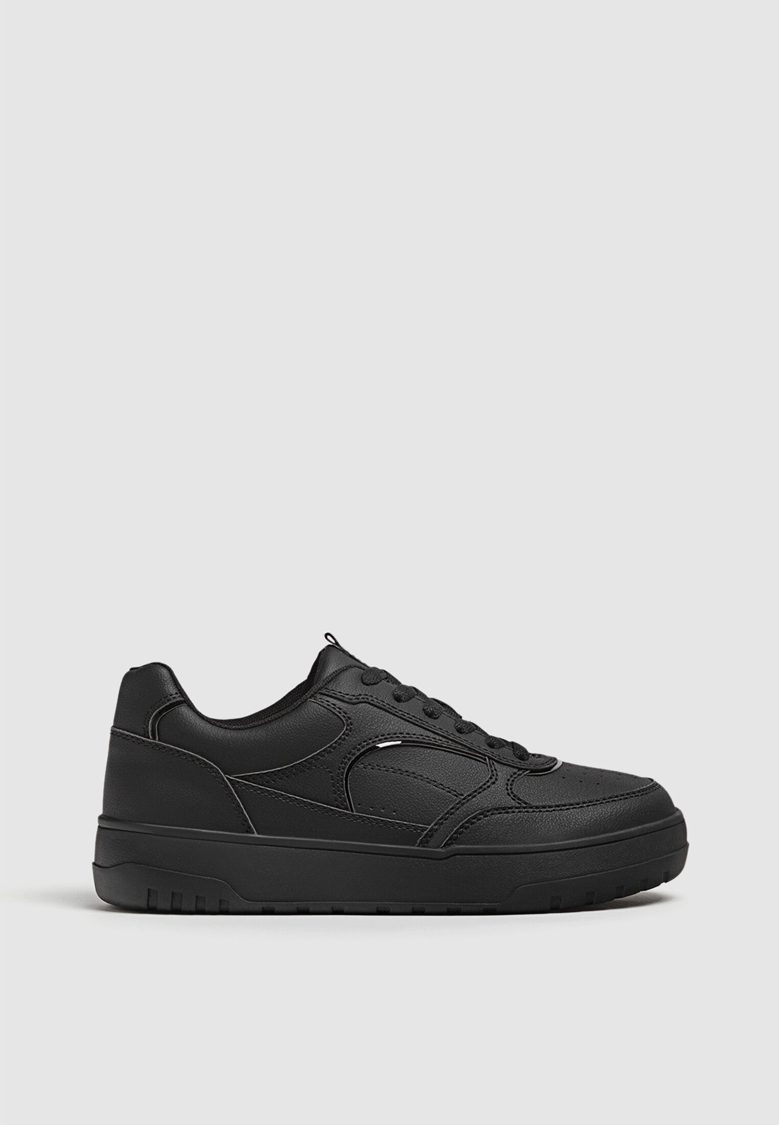 Black leather deals womens trainers