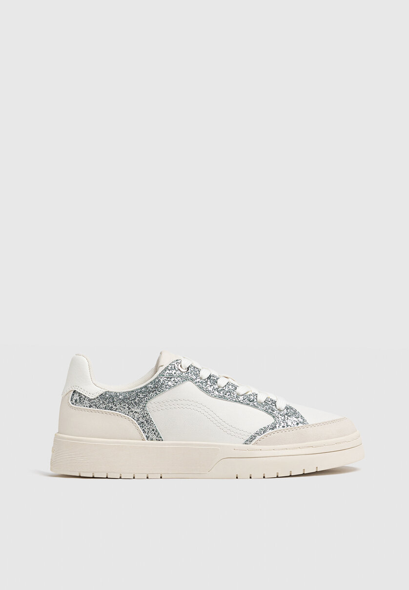 Womens white new arrivals glitter trainers