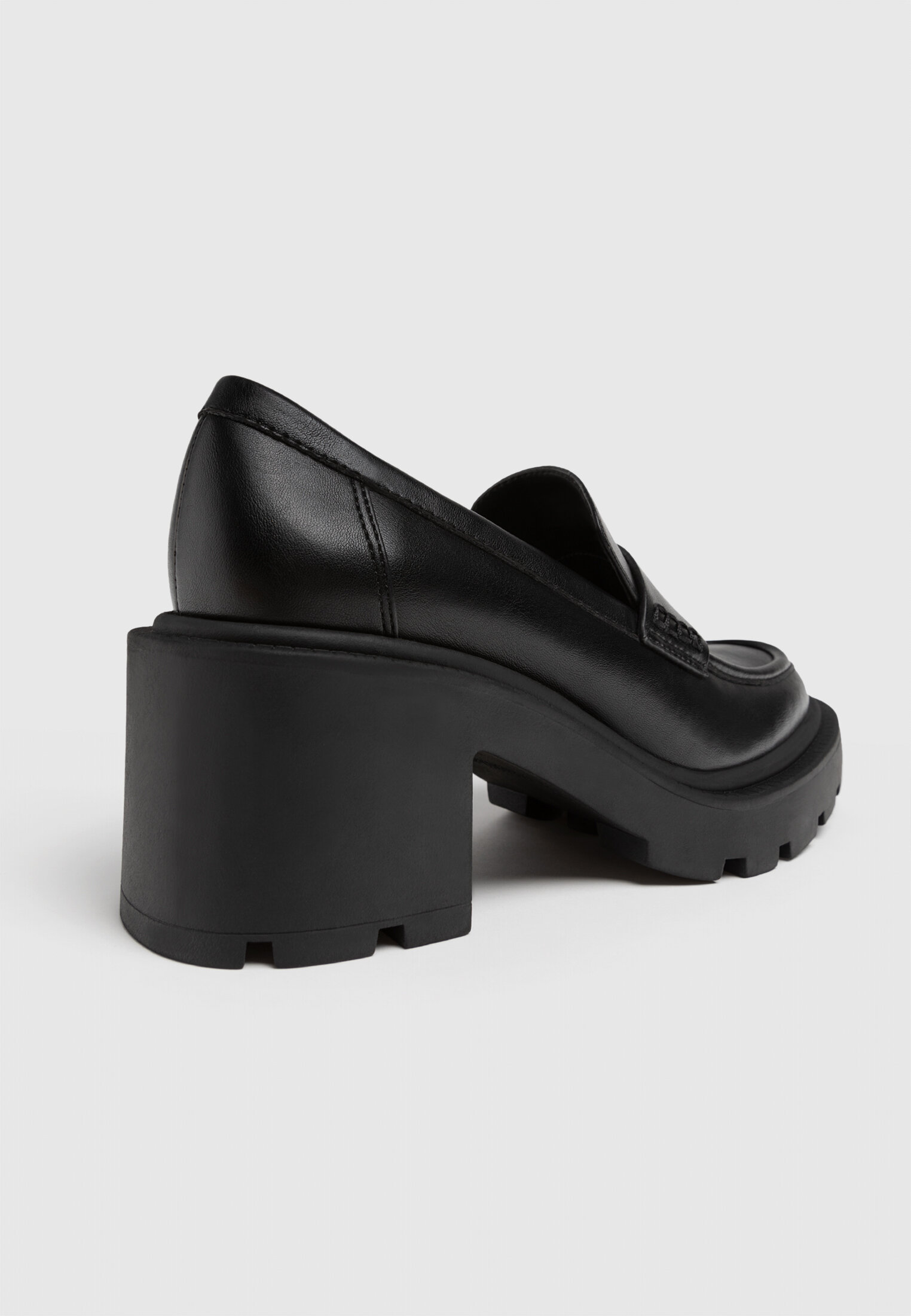 High heel loafers with penny strap