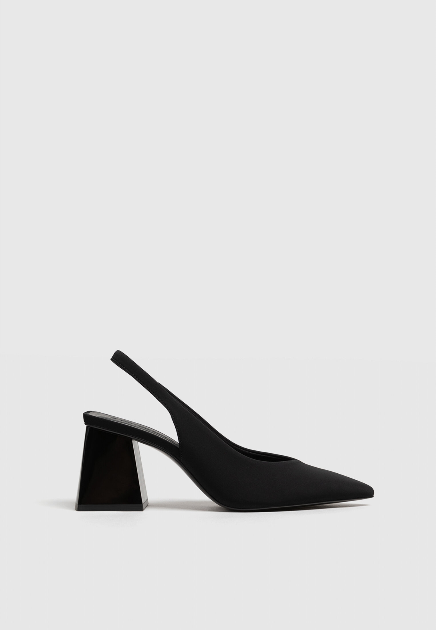 Black high heel slingback shoes