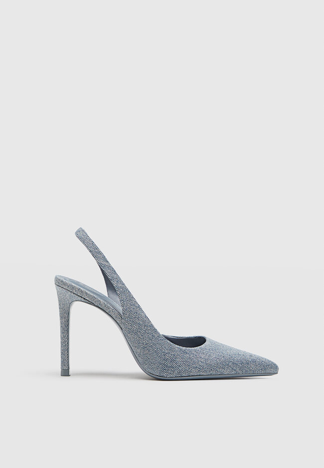 

Stradivarius Jeansowe buty bez pięty na obcasie Niebieski denim 40