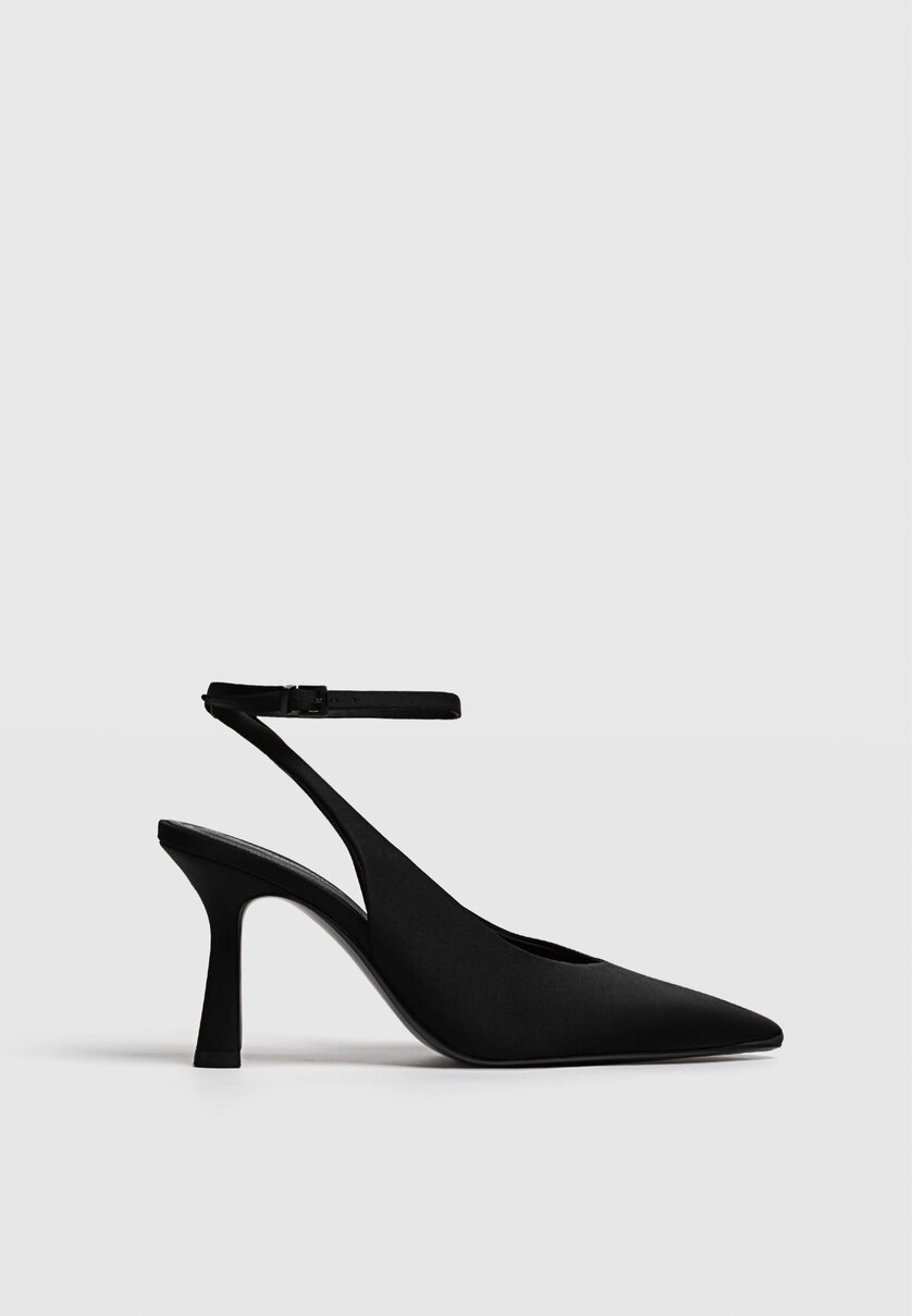 Black mid heel slingback shoes sales