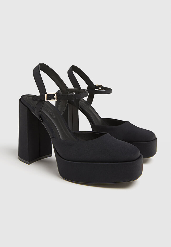Black platform online slingback heels