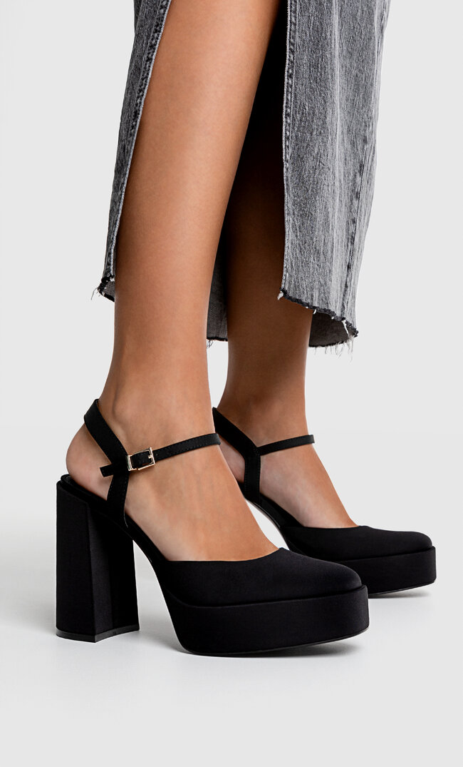 Black platform slingback heels sale