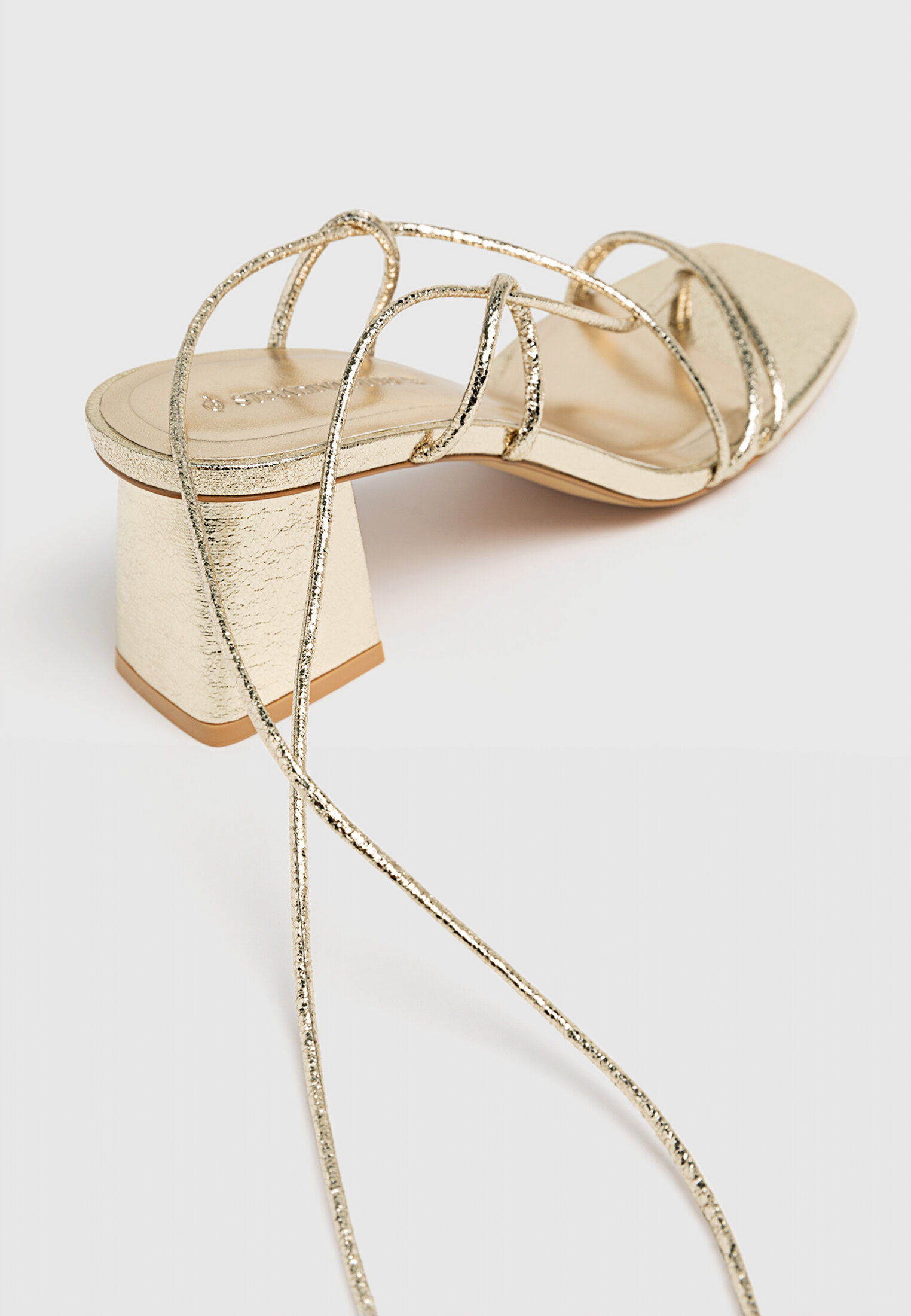 Golden high heeled strappy sandals Women s fashion
