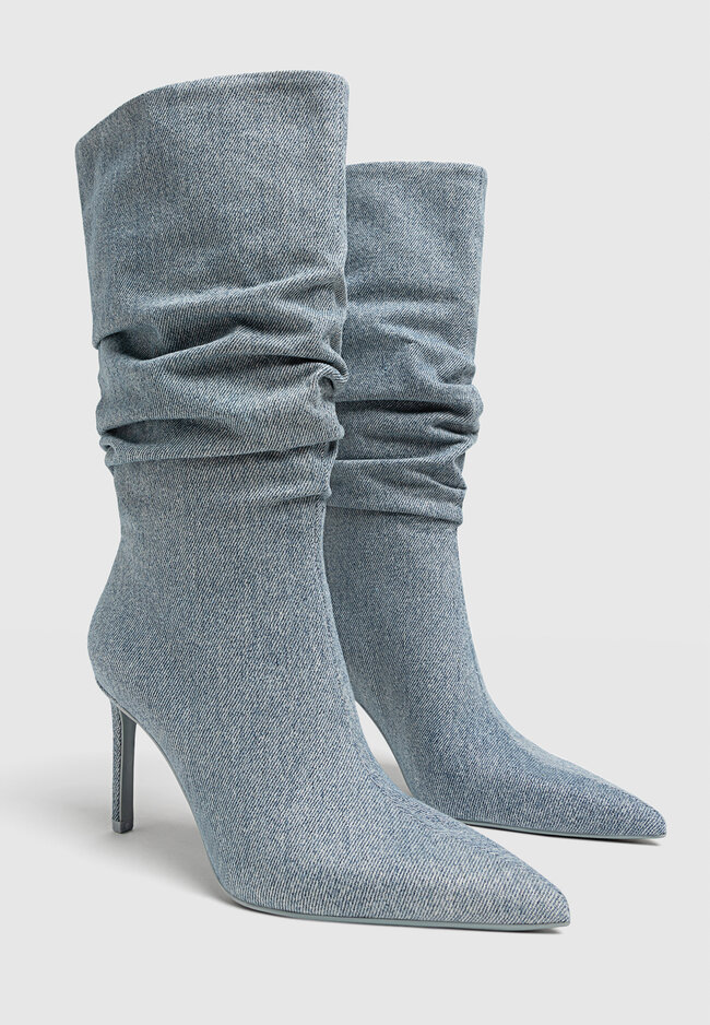 Denim high heel boots cheap