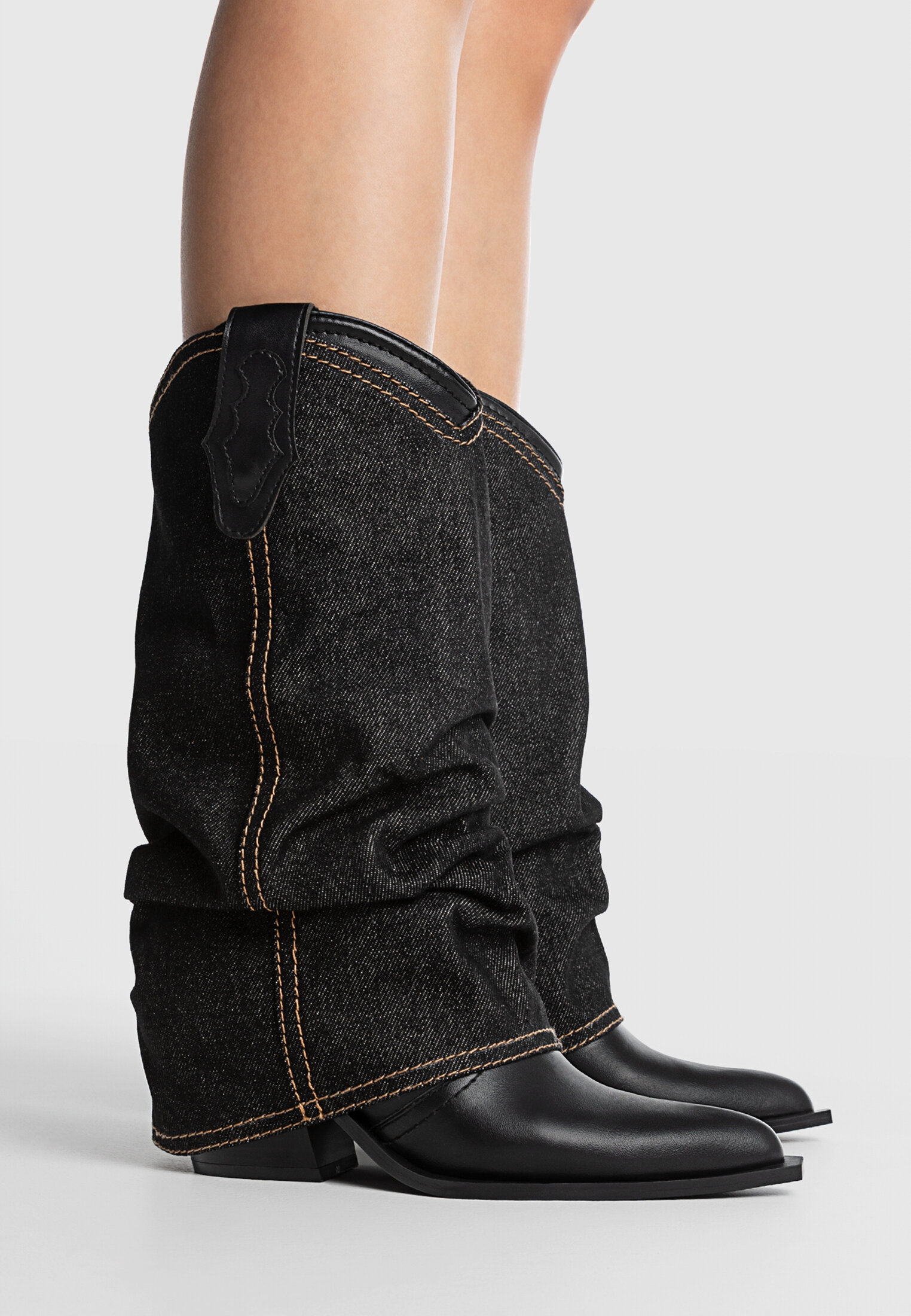 Detachable high heel cowboy boots Women s fashion Stradivarius