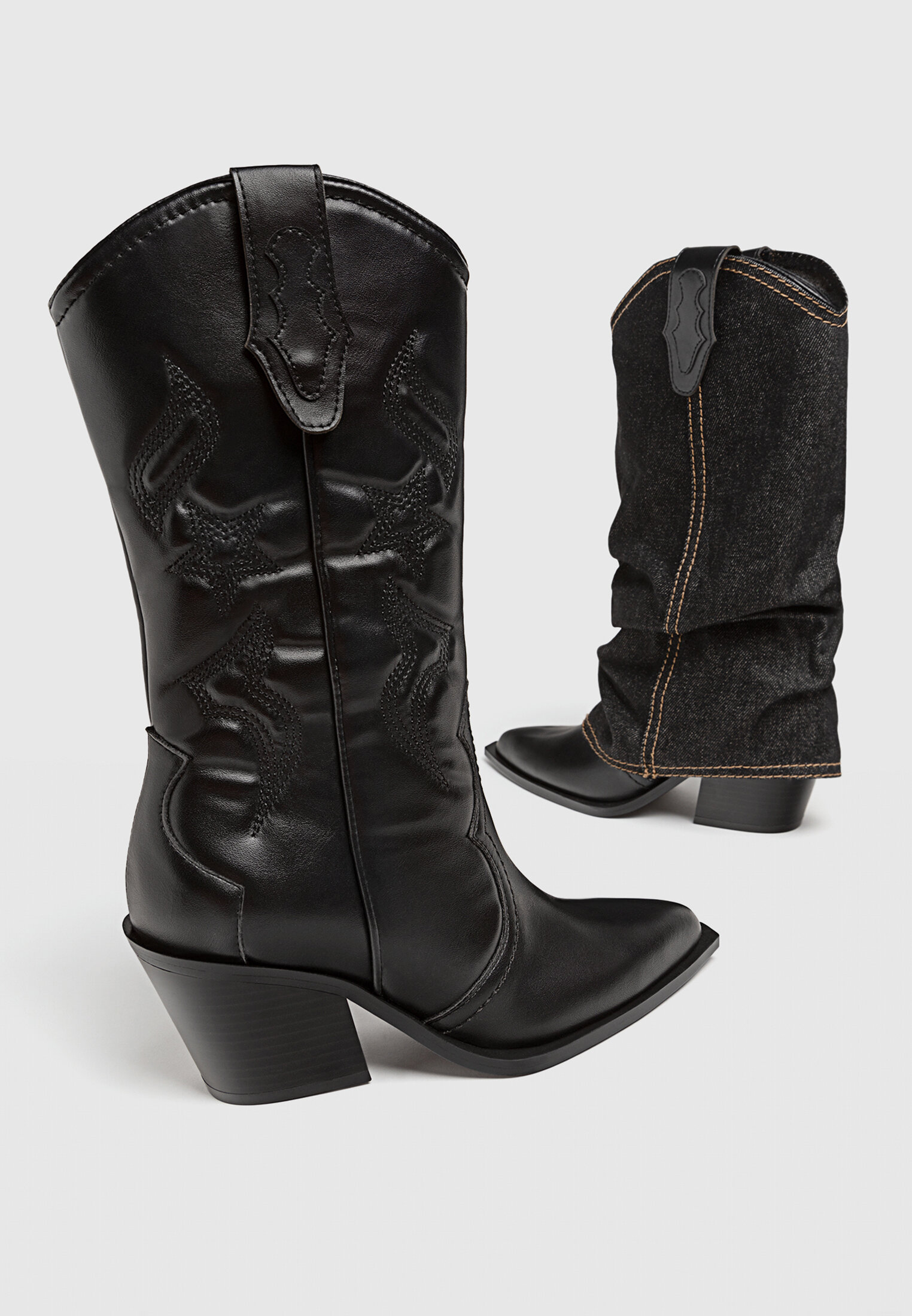 Botas cowboy negras discount stradivarius