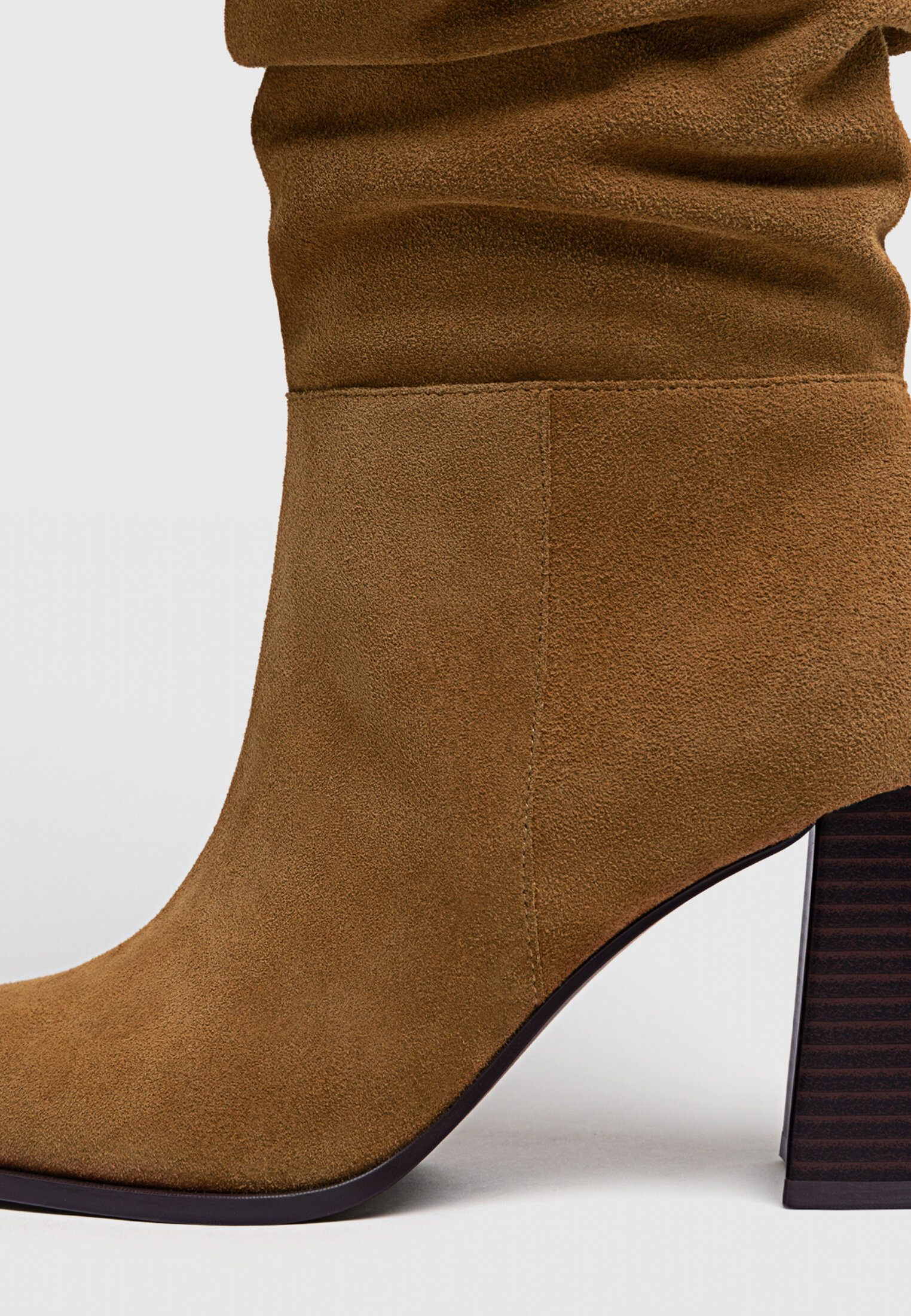 Slouchy leather high heel boots Women s fashion Stradivarius