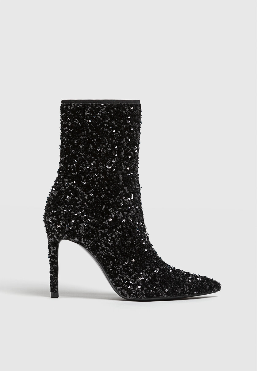 Black glitter ankle boots sales