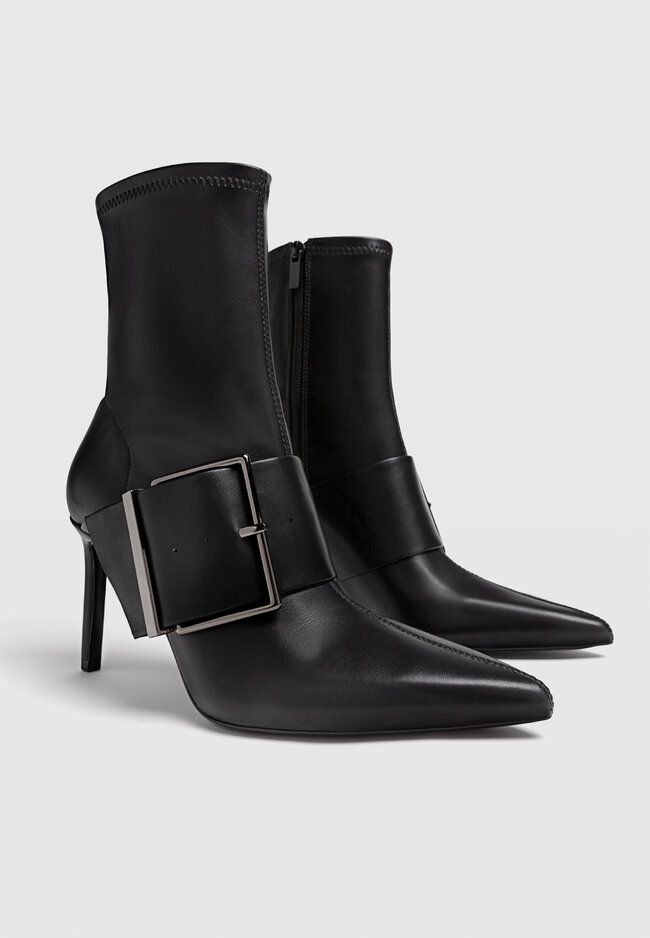 High heel boots with buckles best sale