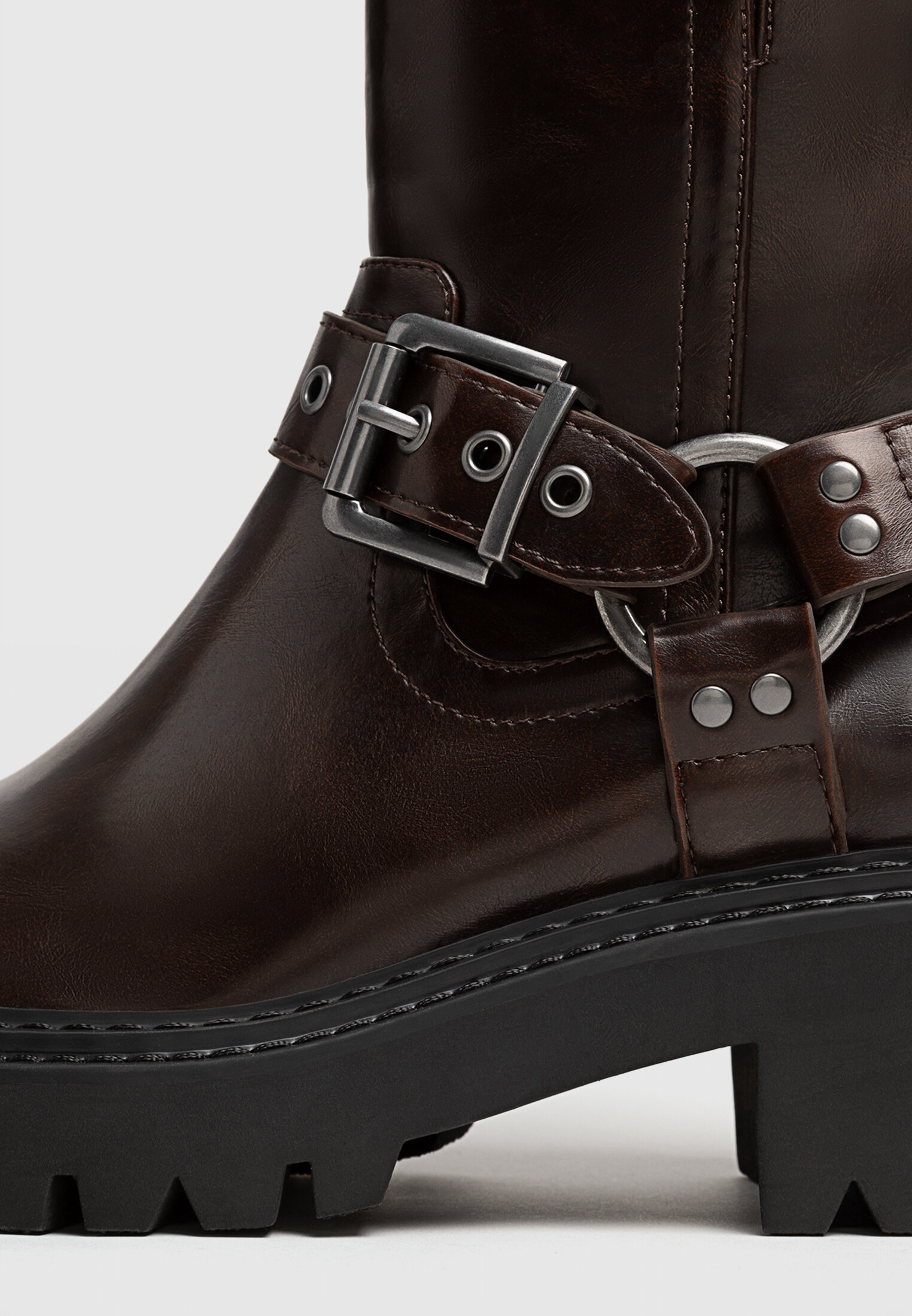 Biker ankle boots with buckles best sale