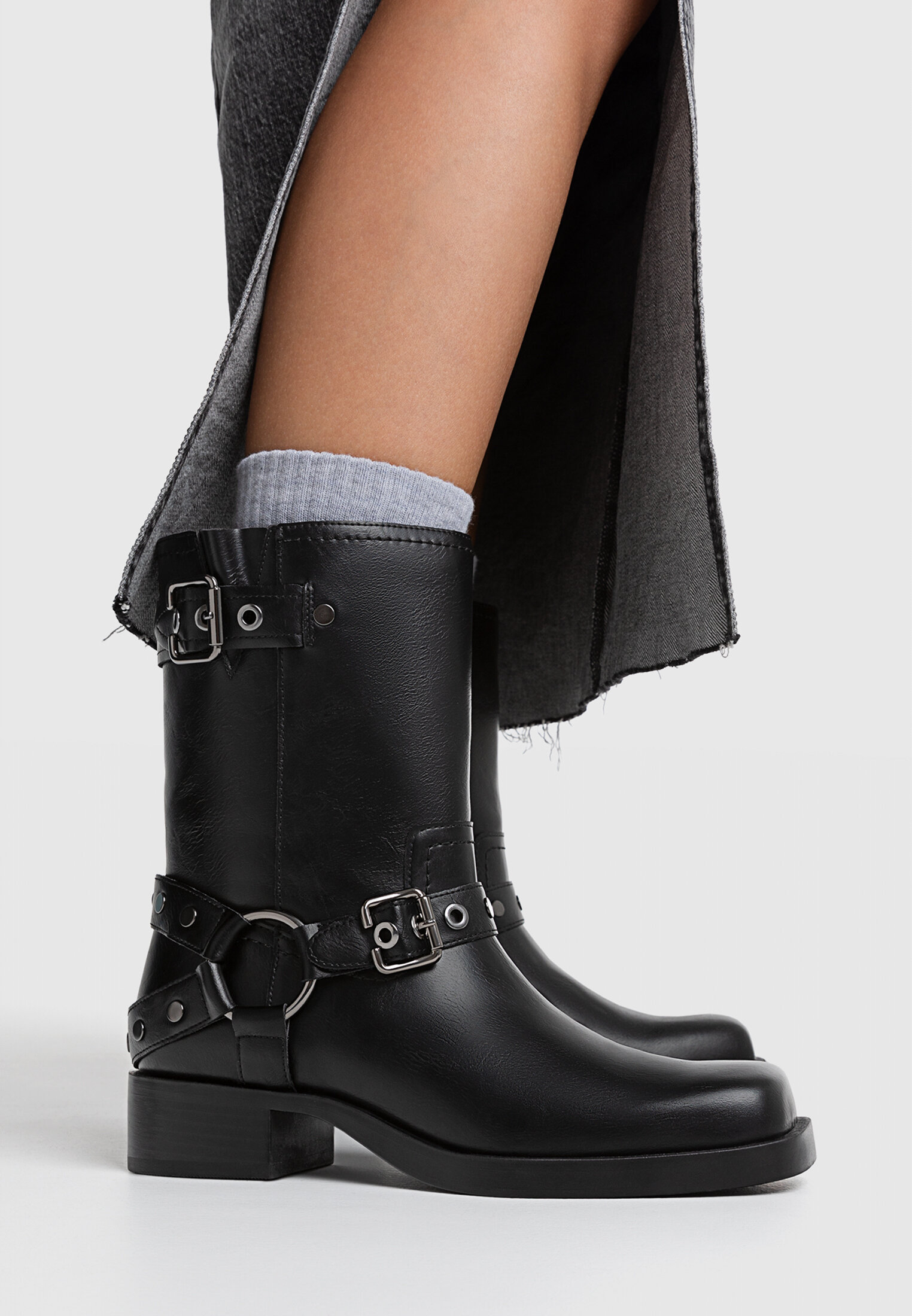 Flat biker new arrivals ankle boots