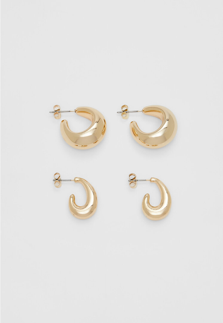 Stradivarius Set De 2 Perechi De Cercei Creole Auriu Os