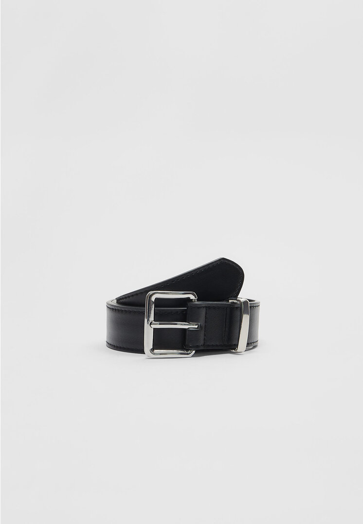 Stradivarius Curea Cu Cataramă Pătrată Negru 70